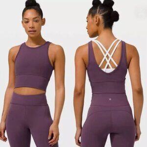 Lululemon Everlux Power Pivot Cropped Tank Top, purple, size 6 (like new)